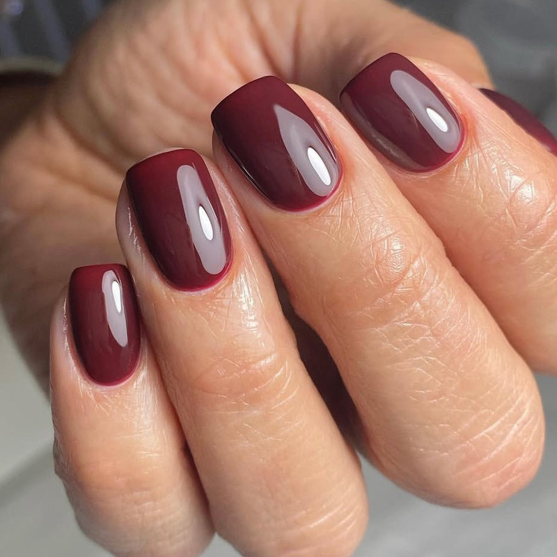 Short bright face Europe and the United States cross-border trade solid color deep wine red fashion simple Joker wearable removable 24 pieces