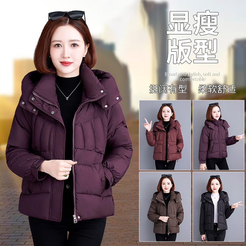 新品冬季棉衣女大码小外套连帽长袖保暖拉链冬衣衫外套