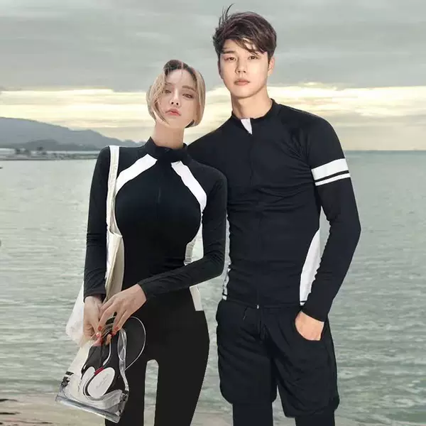 Diving suit split quick-drying zipper sunscreen beach jellyfish suit men's and women's long-sleeved swimsuit surfing suit couple suit
