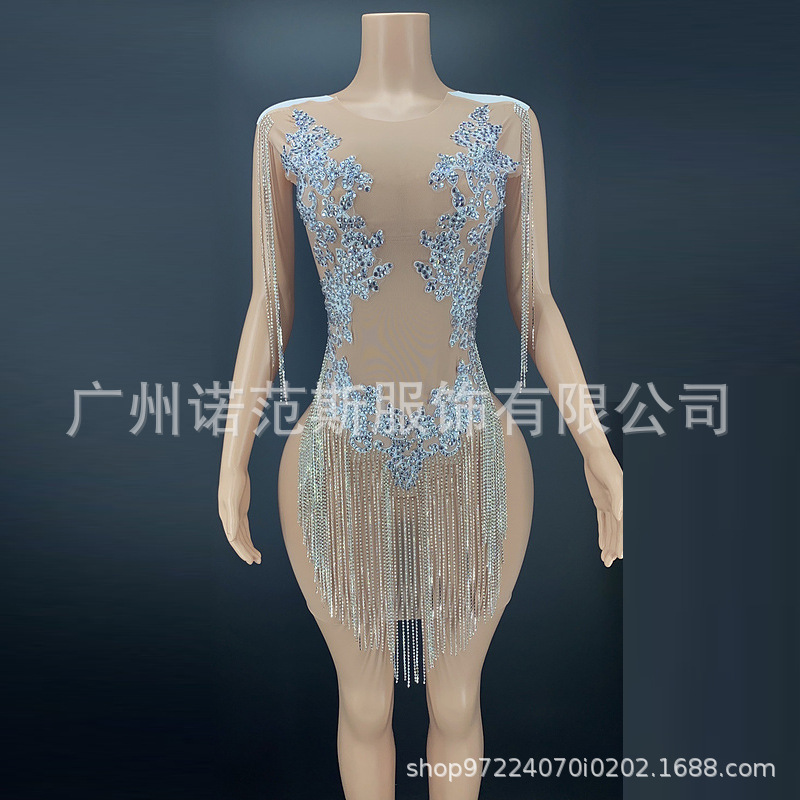 Prom Dress 2024 Sequin Fashion Sexy Tassel Diamond Birthday Dress Applique Summer Sleeveless Short Dress Annual Meeting
