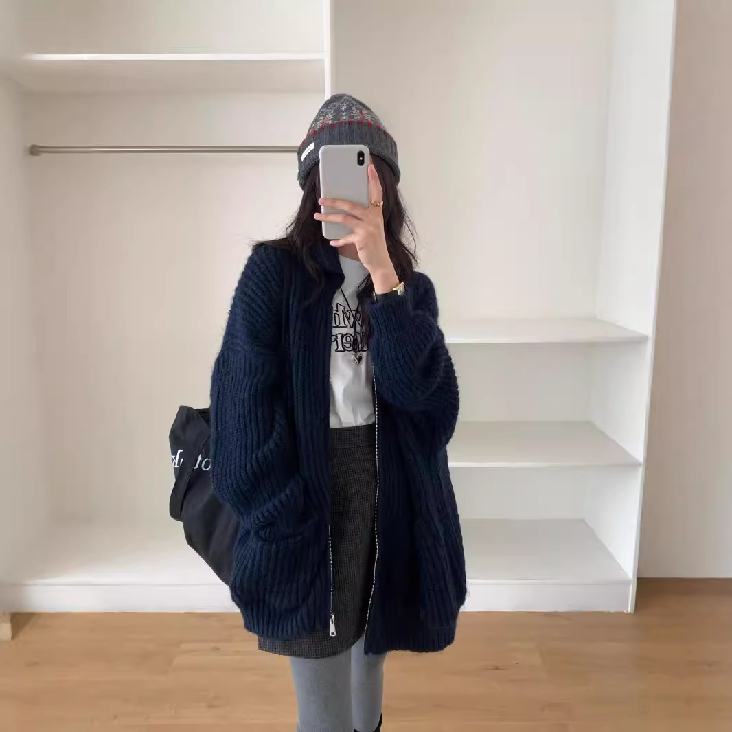 24 invierno Puyuan otoño invierno con cremallera suéter Cardigan 2024 nuevo estilo gris image 1