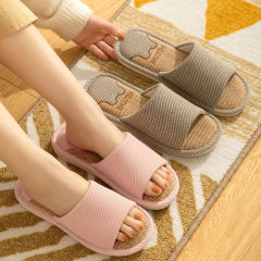 亞麻拖鞋女春秋夏居家室內鞋家用四季防滑地板可愛棉麻拖鞋男