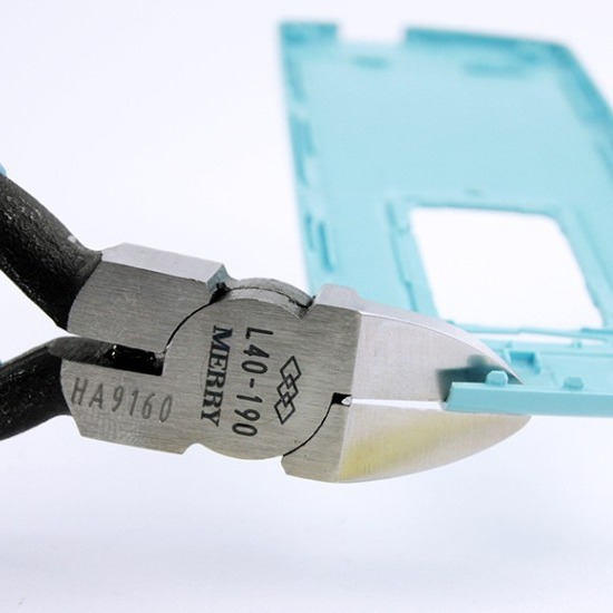 日本MERRY快力L40-190长柄塑料水口钳 电子钳7寸电工模型钳斜嘴钳