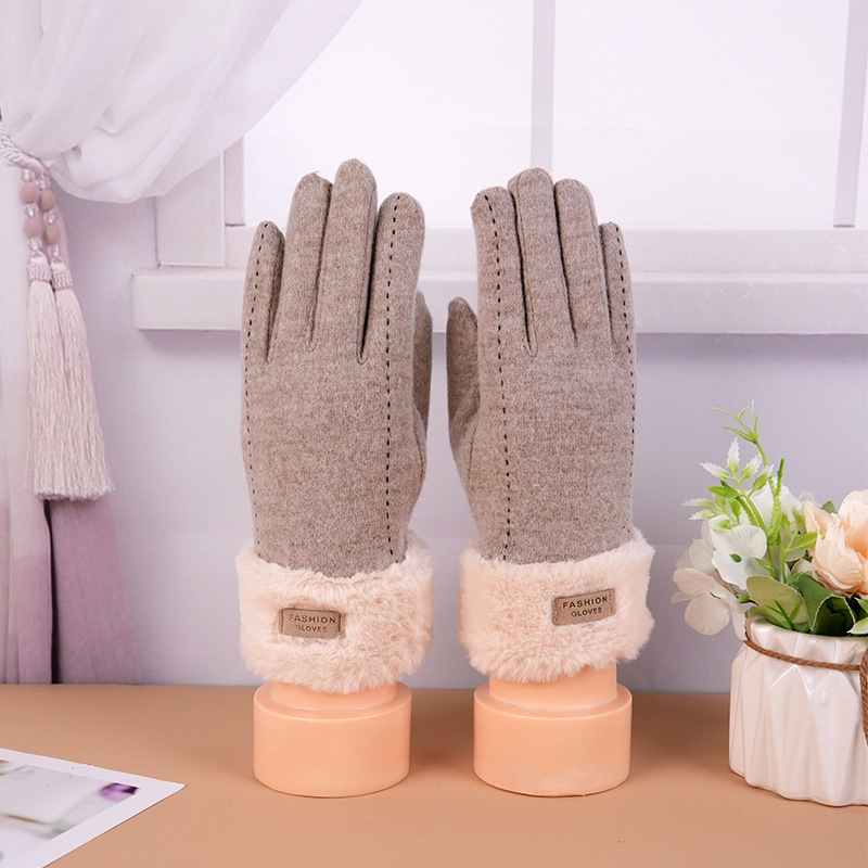 Guantes de Cachemira fábrica de invierno de las mujeres al por mayor cálido al aire libre a prueba de viento a prueba de frío forrado de lana gruesa guantes de punto