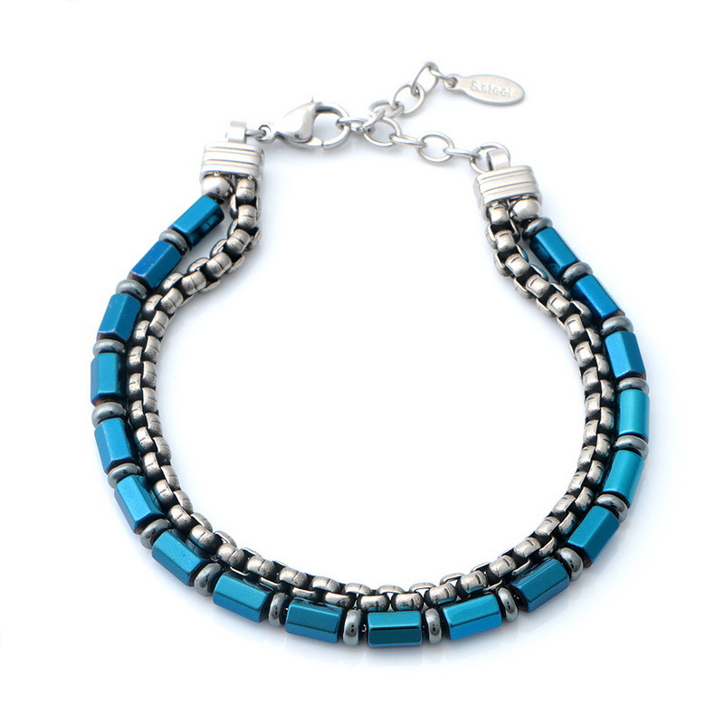 Cross-border High-end Design Stainless Steel Extended Chain Gallstone Jewelry Advanced Design All-match Men's Bracelet Adjustable Chain