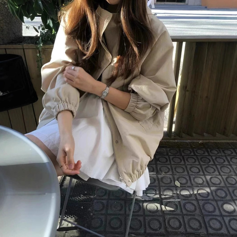 Ounce Pure Color Hooded Zipper Jacket 2025 Spring Women's Loose Casual Korean Style Versatile Designer Jacket Ounce Pure Color Hooded Zipper Jacket 2025 Spring Women's Loose Casual Korean Style Versatile Designer Jacket