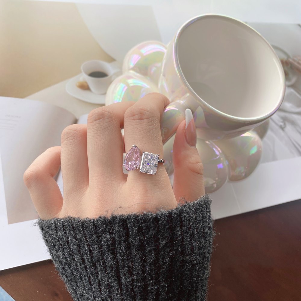 Street Occasion 925 Sterling Silver Material Geometric Pattern 925 Sterling Silver Zircon Geometric Rings