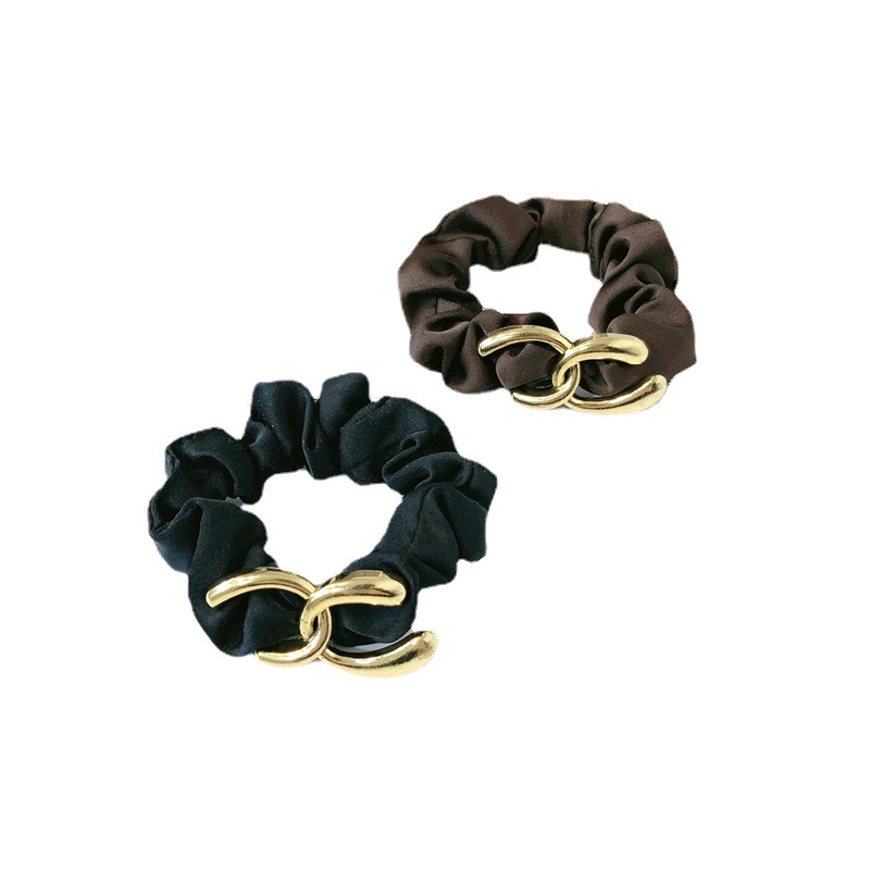 Temperamento coreano red retro oro doble c anillo de intestino corda de cabello simple anillo de cabello de metal cabello de cola de caballo mujer