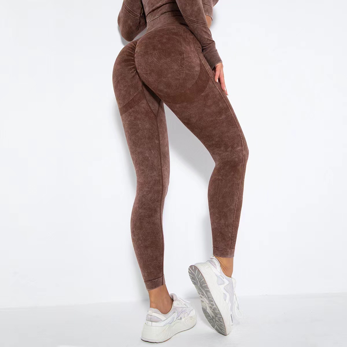 Pantalones de fitness de cintura alta con abdomen sin costuras transfronterizos, pantalones de yoga de cadera de melocotón para mujer, pantalones ajustados deportivos para correr y montar