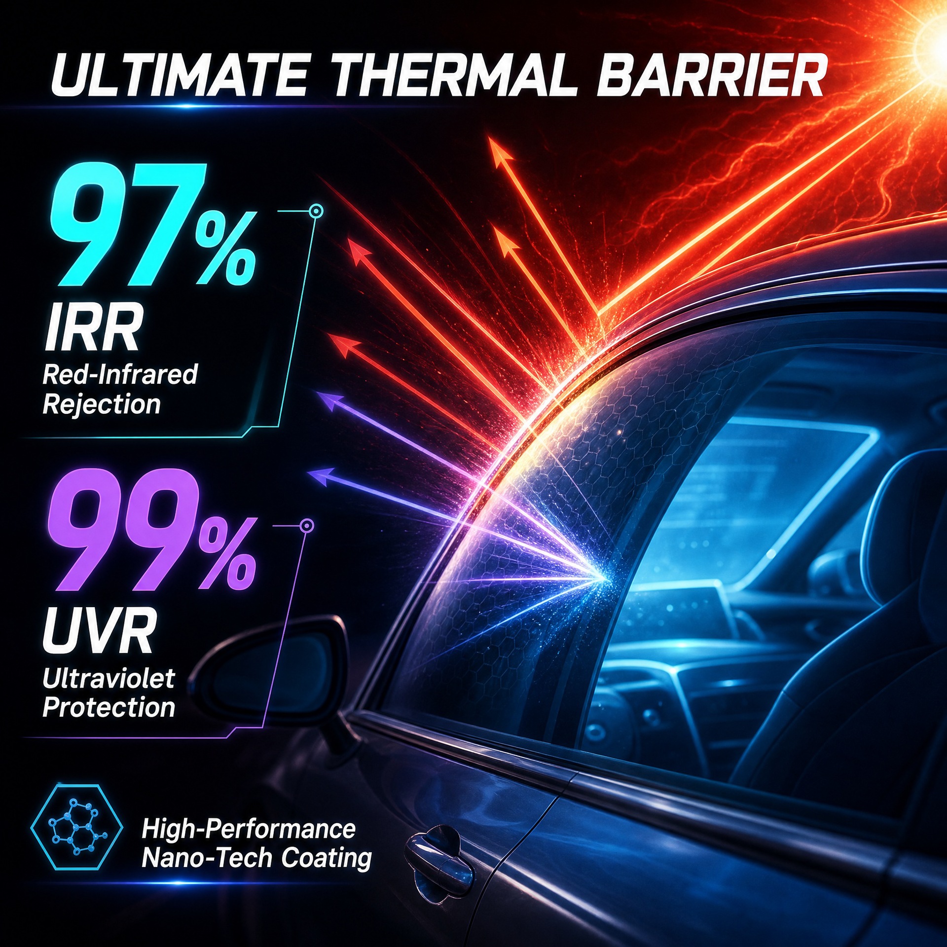 Car Window Film Wholesale, High Heat Insulation, High-Definition Front Windshield Privacy Film, Explosion-Proof Glass Film, One-Way Reflective Solar Film for Cars