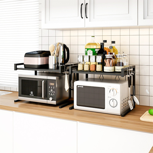 Countertop household kitchen microwave oven storage rack retractable kitchen rice cooker induction cooker seasoning bottle storage rack