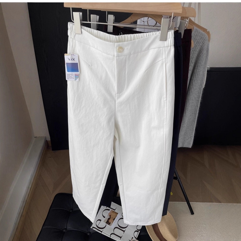 LZ89亦正也亦闲早秋抗皱钛金棉弯刀裤高密斜纹高腰遮胯显瘦休闲裤|undefined