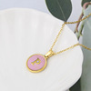 Brand fuchsia golden necklace stainless steel with letters, pendant, suitable for import, simple and elegant design, English