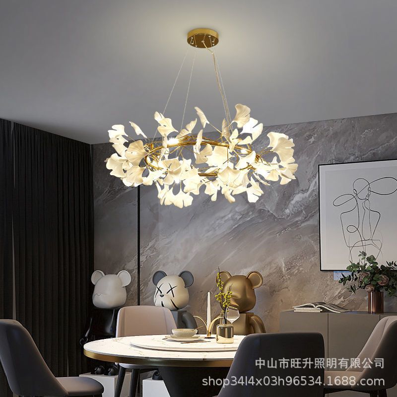 Nordic Simple Ginkgo Leaf Chandelier Light Luxury Creative Personality Designer Art Exhibition Hall Bar Restaurant Living Room Chandelier