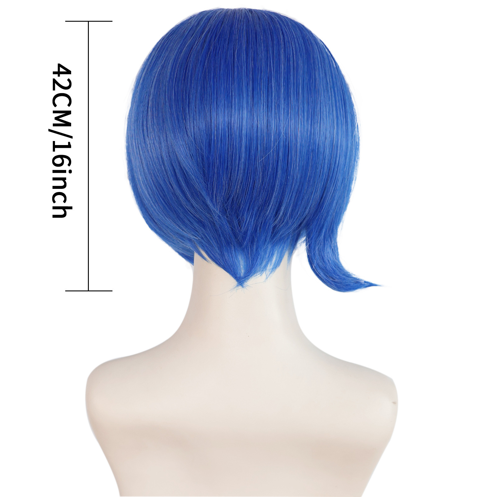 Mente del equipo de la tristeza Youyou nside Out cuero cabelludo humano simulado azul pelo corto cos peluca