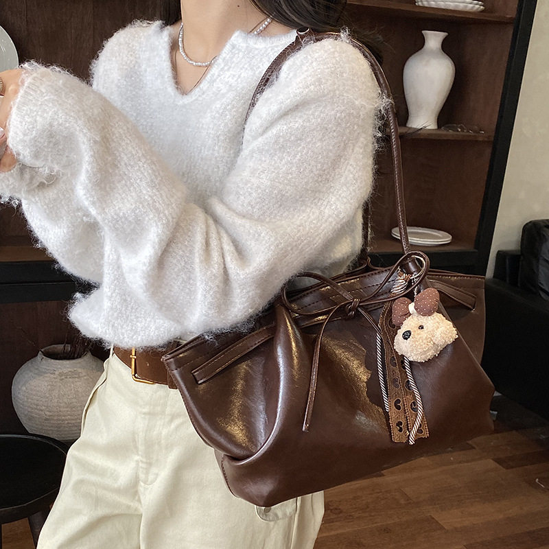 Túi tote nữ cỡ lớn dáng shopping đeo vai kẹp nách — Màu cà phê Không có mặt dây chuyền, Màu nâu không có mặt dây chuyền, Rượu vang đỏ không có mặt dây chuyền, Đen không có mặt dây chuyền chi tiết 25