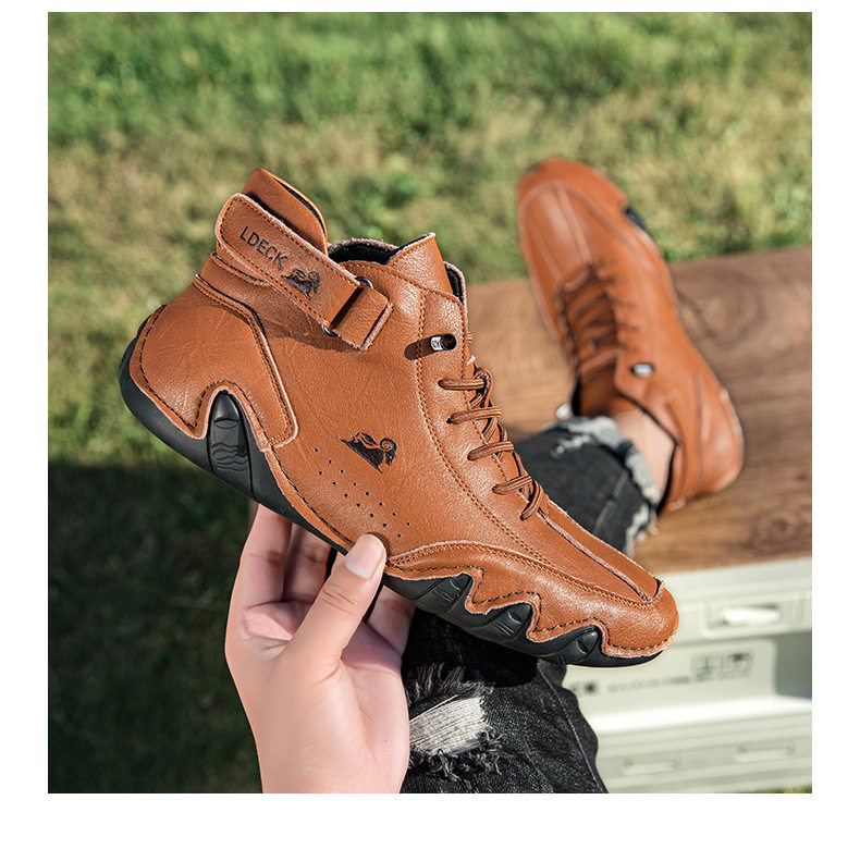 Bốt Martin nam cổ cao dáng ngắn, mũi tròn, đế bằng, phong cách thường ngày — C8008 màu kaki, C8008 màu xám, C8008 màu đen, F8008 Màu xanh lá cây chi tiết 20