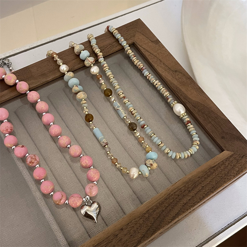 15g Weight Necklace Classification Artistic Irregular Heart Shape Beaded Natural Stone Freshwater Pearl Wholesale Necklace