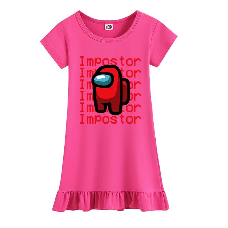 우리 소녀 중 원피스 아이스 실크 잠옷 홈 옷 스커트 24008