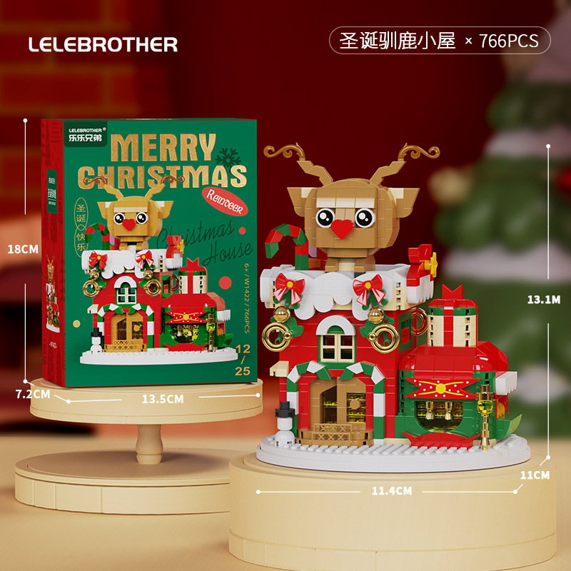 W1422 Рождественская оленя Лодж (огни бесплатно)