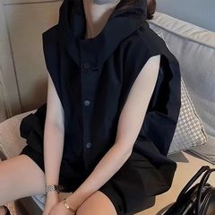 连帽马甲女秋薄款2025新款宽松显瘦时髦洋气无袖外套外搭坎肩背心