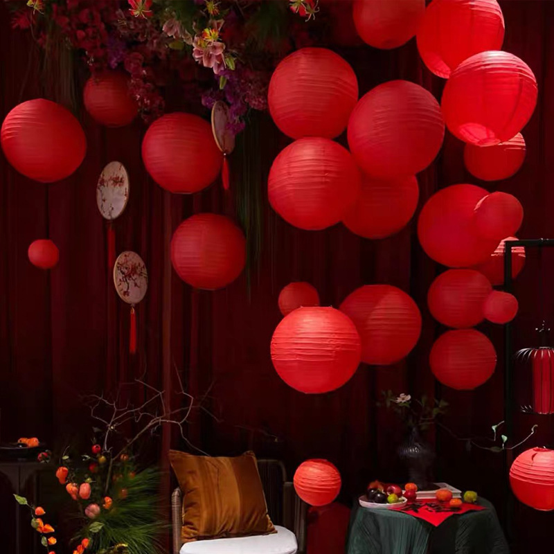 Paper Lantern Wedding New Year Decoration Pendant Red Fortune Word Happy Word Hanging Decoration Outdoor Festive Decoration