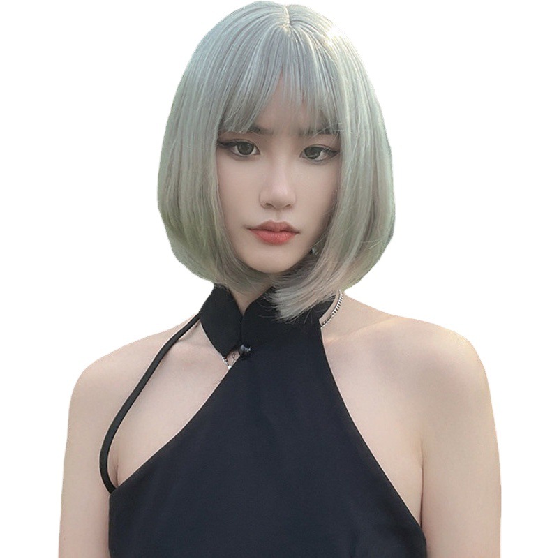 Internet celebridad nueva peluca fábrica de moda Bobo europeo y americano Comercio exterior pelo corto japonés pelo corto recto peluca agente mayorista