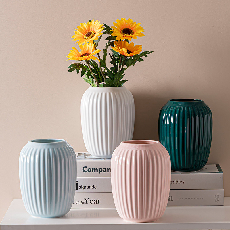 Sichuan Nordic Minimalist Luxury Ceramic Vase Decor Dried Flower Dancing Orchid TV Stand Living Room Dining Table Ornament Flower Insert