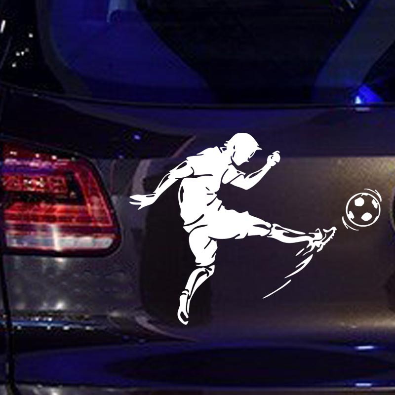 Comercio exterior pegatinas de coches de fútbol reflectante nueva venta caliente fútbol deportes fans amor jugando al fútbol pegatinas de coches