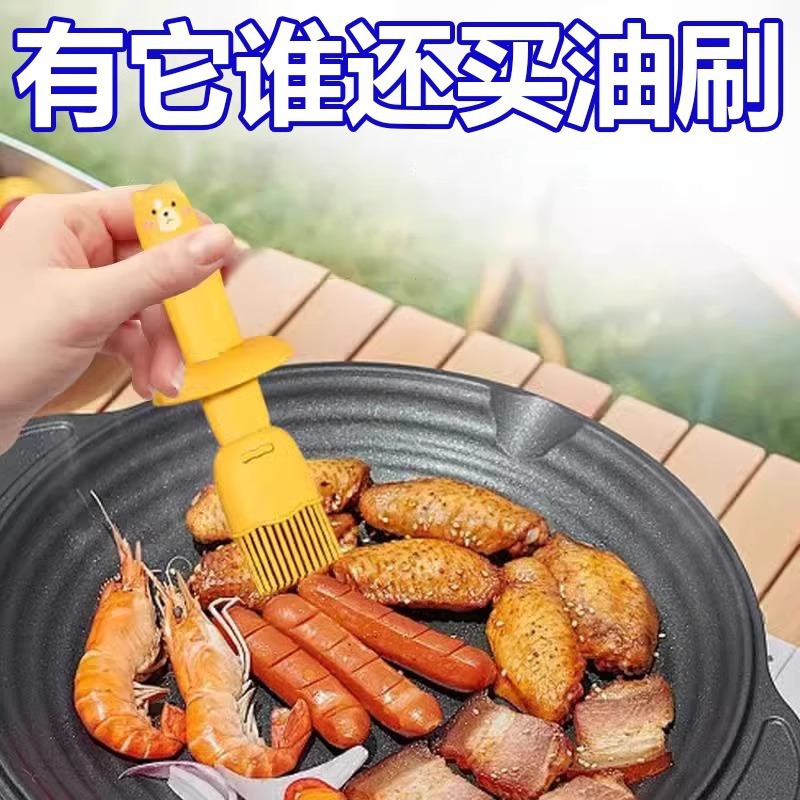 带瓶油刷耐高温一体玻璃油瓶家用烧烤烘焙专用食品级硅胶油刷批发