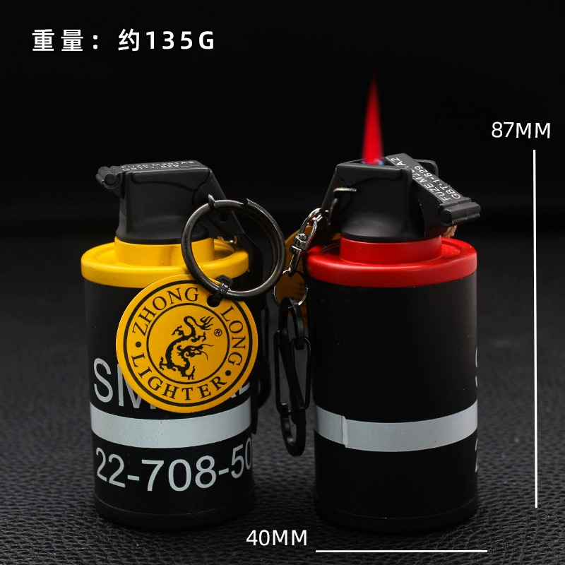 Zhonglong creativo inflable directo encendedor a prueba de viento llama roja adornos personales tabaco de metal al aire libre al por mayor