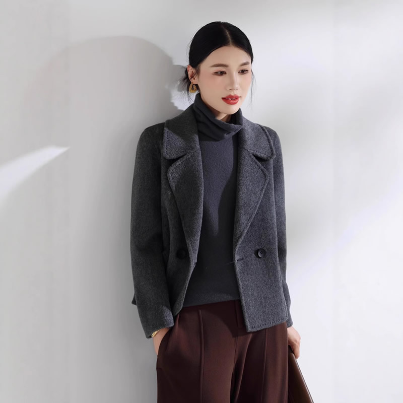 韩版百搭短款秋冬宽松小个子呢子外套时尚2025双面羊毛新款大衣女|undefined