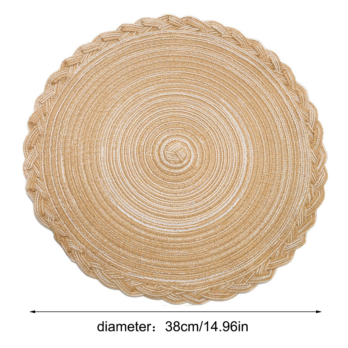 Mantel individual de encaje estilo nórdico, tejido de ramio, mantel individual redondo de hilo de algodón, mantel individual occidental para mesa de comedor, tapete aislante del calor, estilo retro, mantel individual de lino anti-escaldaduras