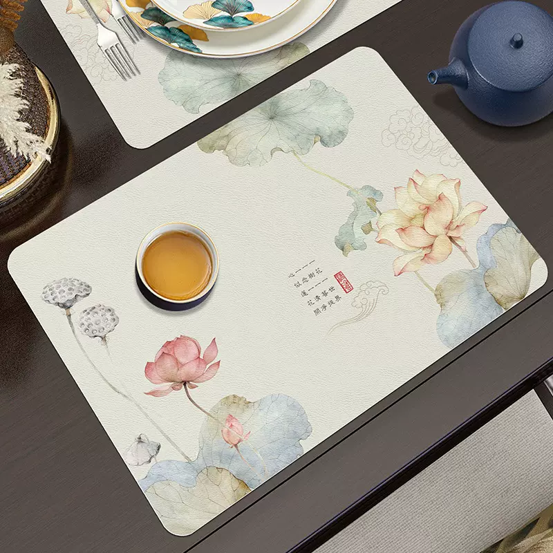 皮革餐垫新中式防水防油防滑餐垫隔热防烫西餐垫酒店批发餐具垫子