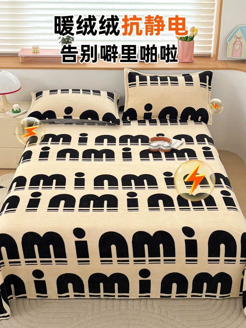 Sábanas de franela de invierno una sola pieza de invierno de leche de coral mantas de peluche invierno sábanas de peluche gruesas