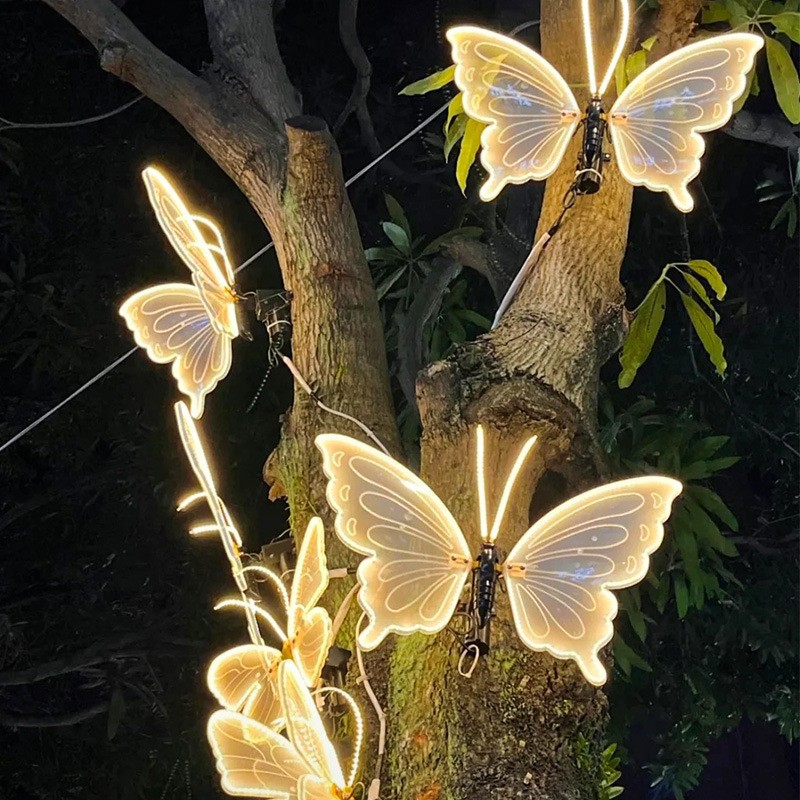 Luz de mariposa dinámica luminosa LED, sacudida automática, luz de paisaje impermeable al aire libre, luz de mariposa de simulación eléctrica para tour nocturno escénico