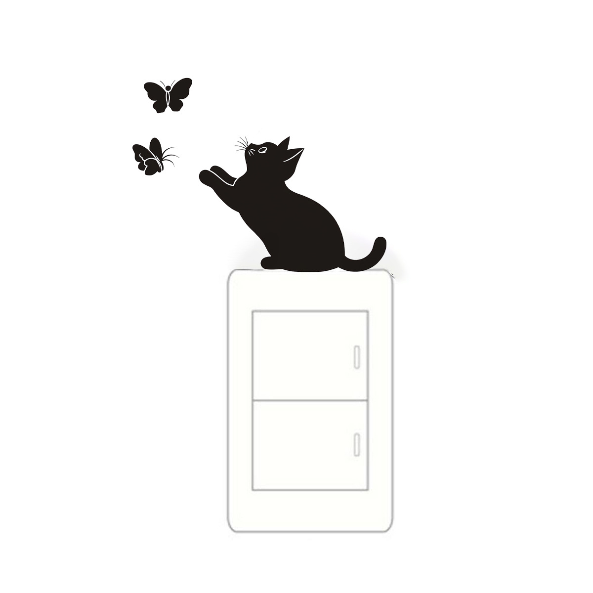 Cross-Border Supply New Shelf Switch Stickers Cat Flutter Butterfly Creative Fine Wall Stickers Kidsren's Room Stickers Wholesale M6
