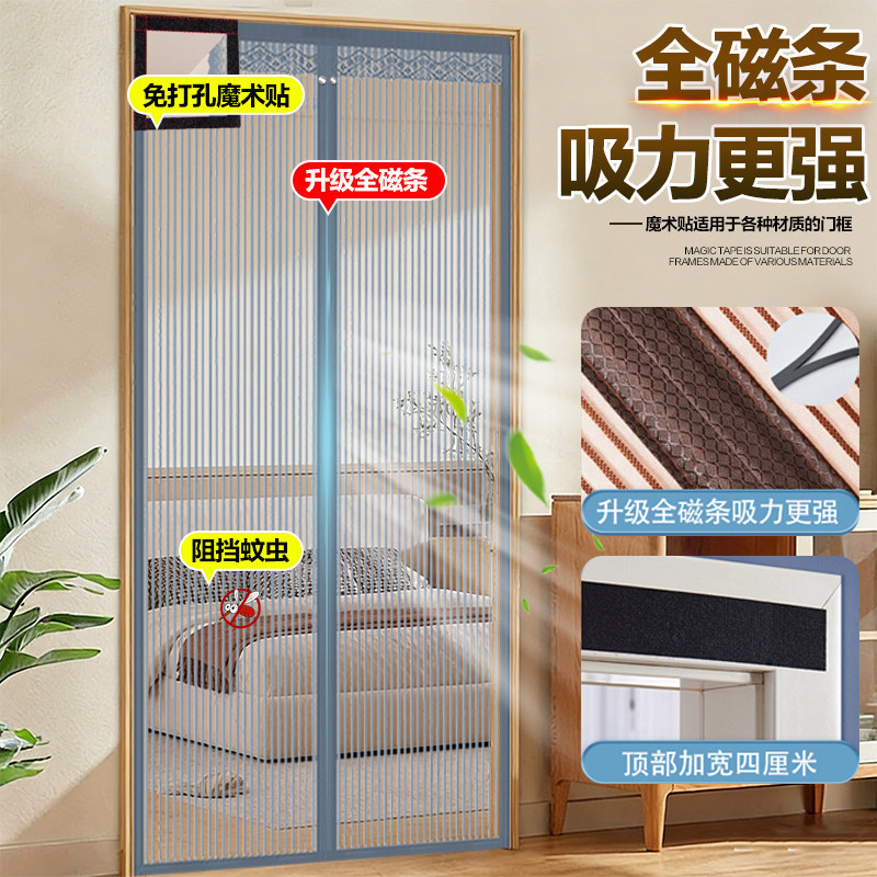 Magnetic Mosquito Net Door Curtain for Home Use, with Strong Magnetic Blocks, Durable Mesh, and Velcro Fasteners Magnetic Mosquito Net Door Curtain for Home Use, with Strong Magnetic Blocks, Durable Mesh, and Velcro Fasteners