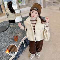 女童馬甲2023秋冬新款女寶寶洋氣外穿網紅棉服馬夾兒童冬款背心潮