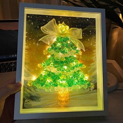 手作りdiy星水晶石クリスマスツリー小夜灯材料包製作フォトフレームクリスマス誕生日プレゼント女