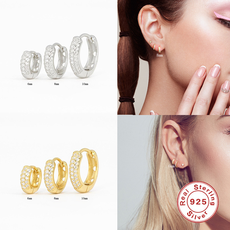Nueva moda transfronteriza s925 plata esterlina multi-fila pendientes de diamantes clásicos pendientes de temperamento de moda pendientes