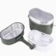GKR Folding Aluminum German-style Single Soldier Lunch Box Outdoor Camping Portable Cookware Field 79-style Multi-functional Hanging Pot for Burning