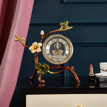 轻奢风珐琅彩座钟客厅透视齿轮坐钟桌面装饰台钟创意个性饰品摆件