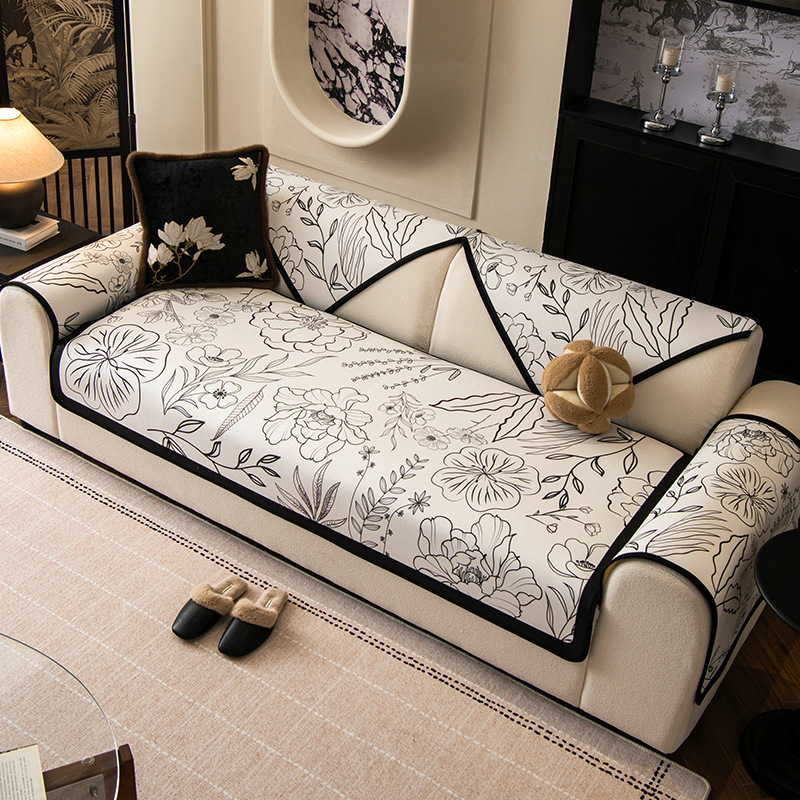 Medieval 2025 nuevo sofá general cuatro estaciones cojín toallas de tela francesa retro cojín fijo cojín antideslizante