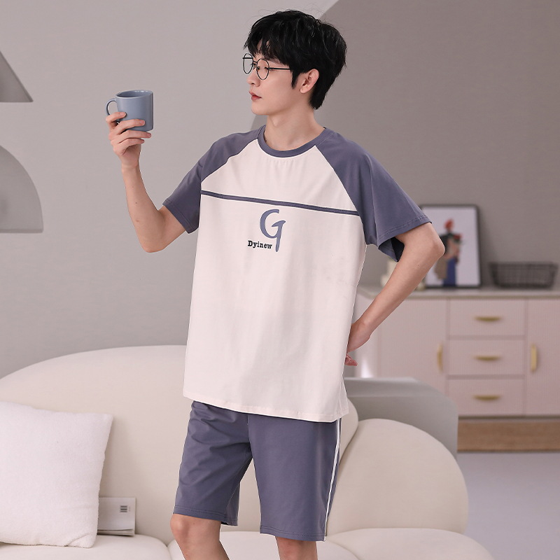 Pijamas pantalones cortos de manga corta de algodón de verano para hombres ropa para el hogar ropa exterior delgada de verano para hombres más traje de tamaño