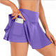 Quick-drying Nude Breathable Outdoor High-waist Flap Pocket Pants Fitness Yoga Skirt Sports Pleated Tennis Culottes