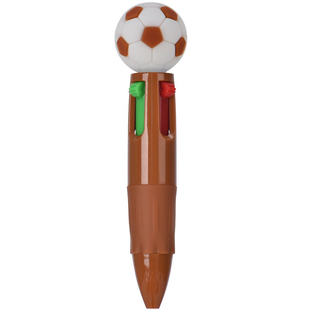 Transfronterizos para bonitos bolígrafos de fútbol, baloncesto, rugby, bolígrafos multicolores de dibujos animados de cuatro colores