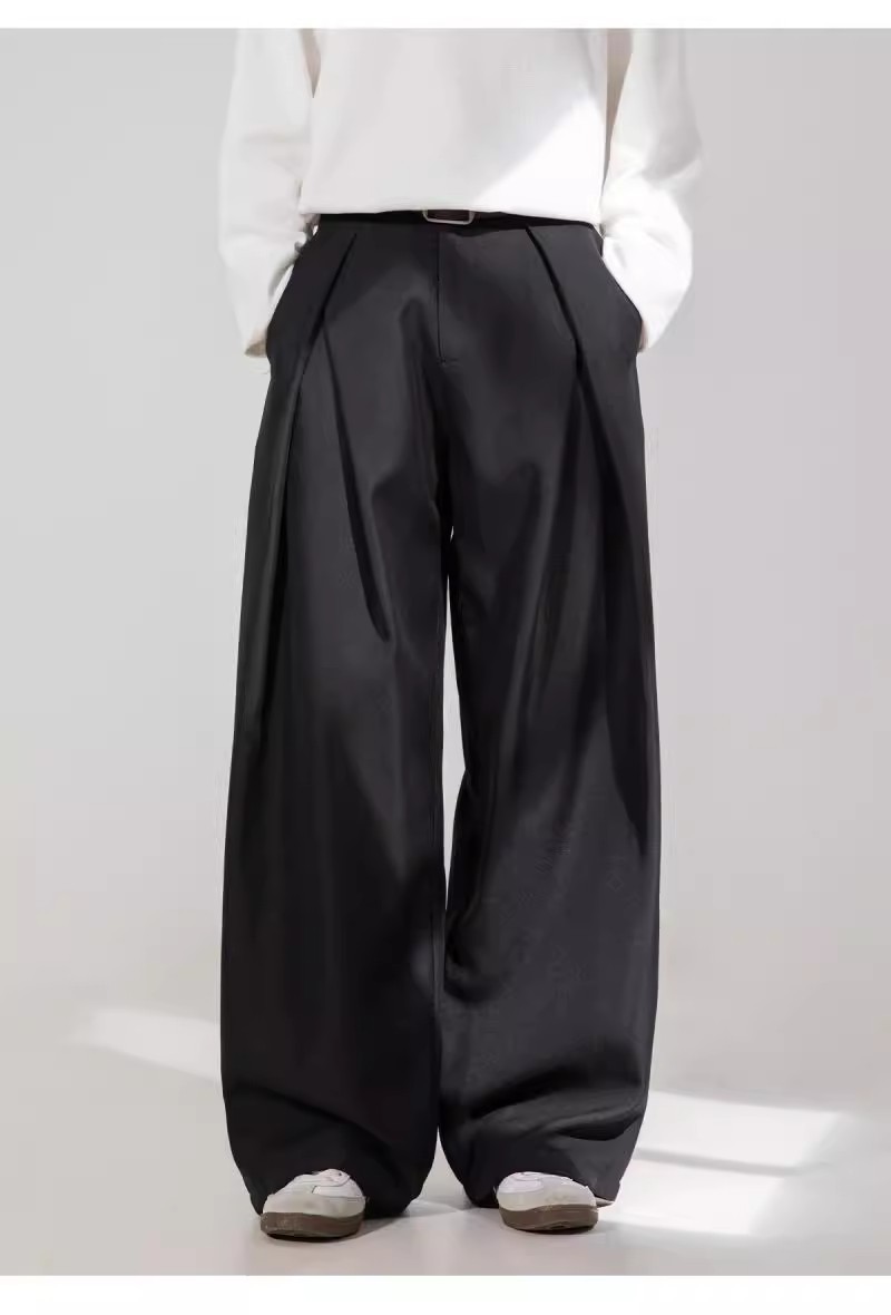 Plissierte Chinos Für Herren Gerade Geschnittene Stoffhose_voghion.com