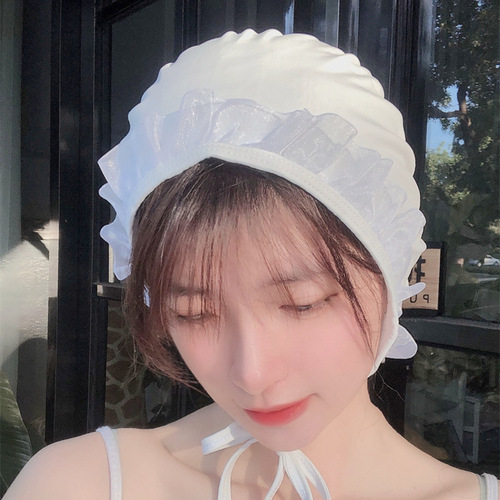 2024 new Korean lace cute ins long hair waterproof fashionable head-protecting swimming cap for women cute