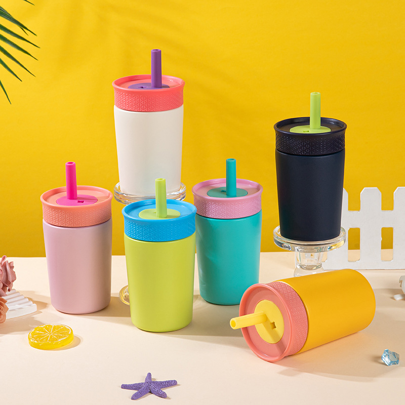 Ventas transfronterizas calientes owala con tazas de café 304 tazas de acero inoxidable de moda simple taza de aislamiento portátil taza de paja de automóvil